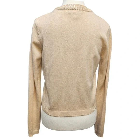 Laundry Shelli Segal Silk Cashmere Sequin Trim Sweater Set Tank Cardigan S V - Picture 6 of 16